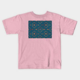 Copper Turtle Pattern on Teal Kids T-Shirt